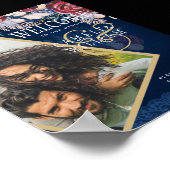 ブルグンディ素朴ブルーフローラレースPHOTOへようこそ ポスター (角)