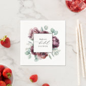 ブルグンディ素朴プラムフローラブライダルシャワー スタンダードカクテルナプキン (インサイチュ)