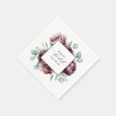 ブルグンディ素朴プラムフローラブライダルシャワー スタンダードカクテルナプキン (角)