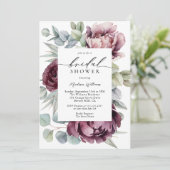 ブルグンディ素朴プラムフローラブライダルシャワー 招待状 (スタンド正面)