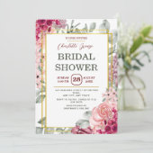 ブルグンディ素朴マルサラピンクフローラブライダルシャワー 招待状 (スタンド正面)