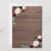 ブルグンディ素朴マルサラフローラブライダルシャワー 招待状 (裏面)