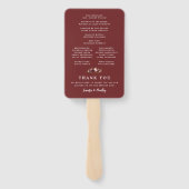 ブルグンディ素朴マルサラフローラ結婚式 プログラム ハンドファン (裏面)