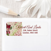 ブルグンディ素朴マルーンバラフローラアートアドレス ラベル (インサイチュ)