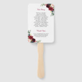 ブルグンディ素朴レッドブルーフローラ結婚式 プログラム ハンドファン (裏面)