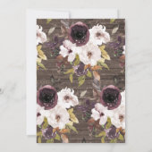 ブルグンディ素朴ワインアイボリーフローラブライダルシャワー 招待状 (裏面)