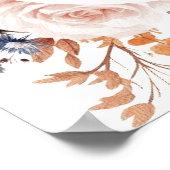 ブルグンディ素朴秋フローラボホ結婚の歓迎 ポスター (角)