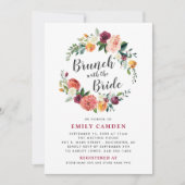ブルグンディ素朴秋フローラリースブライダルブランチ 招待状 (正面)