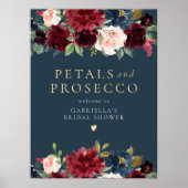 ブルグンディ素朴花びら&プロセッコブライダルシャワー ポスター (正面)