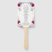 ブルグンディ素朴赤面ネイビーフローラ結婚式 プログラム ハンドファン (裏面)