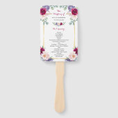 ブルグンディ素朴赤面ネイビーフローラ結婚式 プログラム ハンドファン (正面)