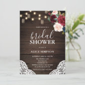 ブルグンディ素朴赤面フローラブライダルシャワー 招待状 (スタンド正面)