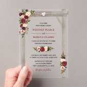 ブルグンディ素朴赤面フローラボホ結婚のアーチ アクリル招待状 (インサイチュ (ポータブル))