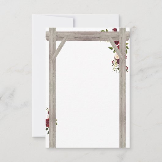 ブルグンディ素朴赤面フローラ結婚のアーチ反応 出欠カード (裏面)