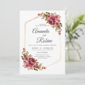 ブルグンディ素朴赤面フローラ結婚式招待状 招待状 (スタンド正面)