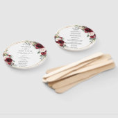 ブルグンディ素朴赤面フローラ金ゴールド結婚式 プログラム ハンドファン (組立なし)