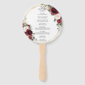 ブルグンディ素朴赤面フローラ金ゴールド結婚式 プログラム ハンドファン (裏面)