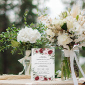 ブルグンディ素朴赤面牡丹バラフローラ結婚ズ 招待状