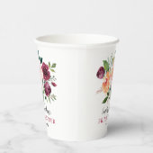 ブルグンディ素朴赤面秋フローラブライダルシャワー 紙コップ (右)