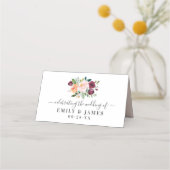 ブルグンディ素朴赤面秋フローラ結婚ズモノグラム プレイスカード (裏面)