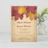 ブルグンディ素朴金ゴールド秋披露宴招待状 招待状 (スタンド正面)