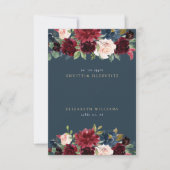 ブルグンディ素朴&ネイビーブルーゲストネーム座席表 招待状 (正面)