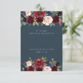 ブルグンディ素朴&ネイビーブルーゲストネーム座席表 招待状 (スタンド正面)