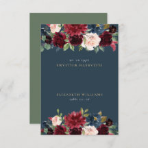 ブルグンディ素朴&ネイビーブルーゲストネーム座席表