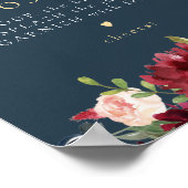 ブルグンディ素朴&ネイビーブルーフローラミモサバーサイン ポスター (角)