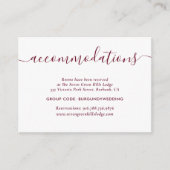 ブルグンディ結婚ズホテルアコモデーションカード エンクロージャーカード (正面)