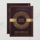 ブルグンディ金ゴールドマ華美ンダラグランドオープン招待状 ポストカード (正面/裏面)
