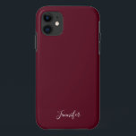 ブルグン無地のディワインカラーシックモカスタムノグラム iPhone 11 ケース<br><div class="desc">バーガン無地のディのシックなカラーフォンケース、私の濃い赤お気に入りの色の色合い。ワインの色が豪華で、モノグラかわいらしカスタムムもつ。白いスクリプトで名前をカエレガントスタマイズします。</div>