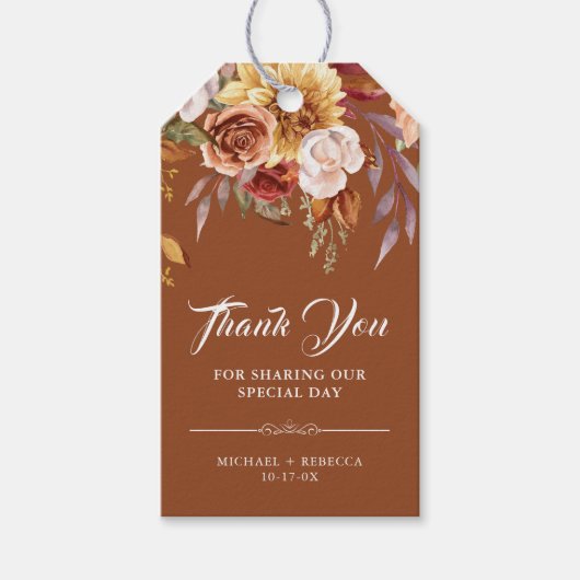 ブルグ素朴ンディテラコッタフローラ結婚ズ ギフトタグ (正面)