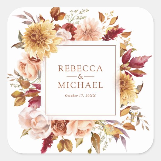 ブルグ素朴ンディテラコッタフローラ結婚ズ スクエアシール (正面)