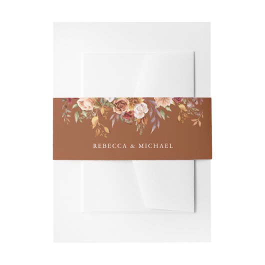 ブルグ素朴ンディテラコッタフローラ結婚ズ 招待状ベリーバンド (正面例)