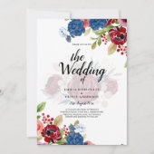 ブルグ素朴ンディブルーフローラ結婚ズ 招待状 (正面)