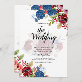 ブルグ素朴ンディブルーフローラ結婚ズ 招待状