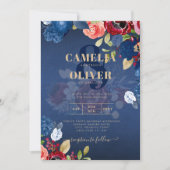 ブルグ素朴ンディブルーフローラ結婚ズ 招待状 (正面)