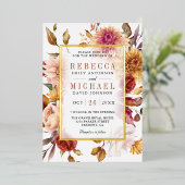 ブルグ素朴ンディ・テラコッタフローラ結婚ズ金ゴールド 箔招待状 (立ち正面)