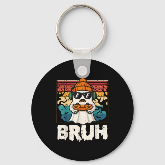 ブルゲーマーハロウィーン幽霊ビデオゲームメンズボーイズK キーホルダー (正面)