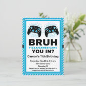 ブルゲーマーパーソナライズされたピザパーティー誕生日 招待状 (スタンド正面)