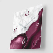 ブルゴエレガントンディアゲートシルバーグリッター大理石 スクエア壁時計 (傾斜)