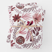 ブルゴスタイリッシュンディレッドフラワーズフローラ水彩 ラッピングペーパーシート (インサイチュ)