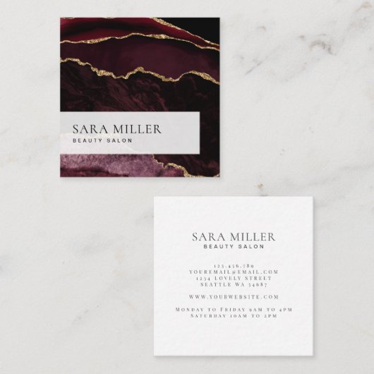 ブルゴモダンンディ金ゴールドグリッタールックマーブルゲート スクエア名刺 (正面/裏面)