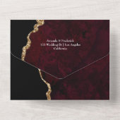 ブルゴンディと金ゴールド結婚のオールインワンインビタット オールインワン招待状 (裏面)