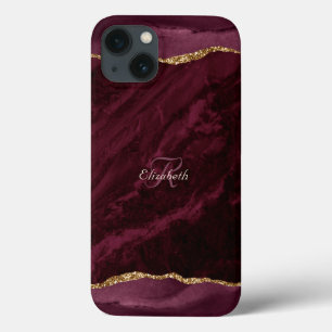 ブルゴンディアゲート水彩金ゴールドMonogram iPhone 13ケース