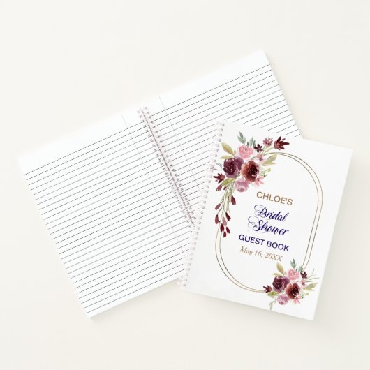 ブルゴンディネービーブルーフローラブライダルシャワーゲストハウス ノートブック (内部)
