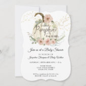 ブルゴンディフローラバラ金ゴールドパンプキンベビーシャワーイン 招待状 (正面)