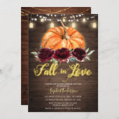 ブルゴンディフローラパンプキン秋インラブブライダルシャワー 招待状 (正面/裏面)
