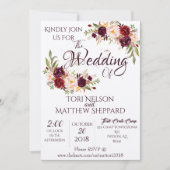 ブルゴンディフローラ絵を描水 – シンプル線 招待状 (正面)